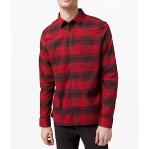 Lululemon Mason's Peak Red Plaid Flannel Shirt Mens XL Grunge Holiday Festive